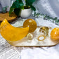 Sunrise Moon | Yellow Calcite, Golden Healer and Citrine Altar Tray with Tealight and Tarot Holder, Crystal Altar Decor, Spiritual Home Decor