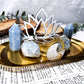 Celestite and Angelite Crystal Altar | Gold Lotus Tray with Quartz and Sun Charm | Mini Celestial Altar with Tealight and Incense Holder
