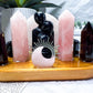 Rose Quartz & Obsidian Lovers Mini Altar | Crystal Chime Candle & Incense Holder | Handmade Love Altar | 7.5 x 4.5 Inch