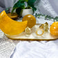 Sunrise Moon | Yellow Calcite, Golden Healer and Citrine Altar Tray with Tealight and Tarot Holder, Crystal Altar Decor, Spiritual Home Decor