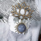 Calm and Connection Mini Altar | White 3.5in Round with Blue Chalcedony, Gold Sun, Lotus and Pearl Accents