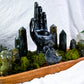 Veil Sight Altar | Labradorite Crystal Altar | Intuition Ritual Altar with Palmistry Hand Tealight & Chime Holders