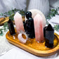 Rose Quartz & Obsidian Lovers Mini Altar | Crystal Chime Candle & Incense Holder | Handmade Love Altar | 7.5 x 4.5 Inch