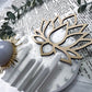 Calm and Connection Mini Altar | White 3.5in Round with Blue Chalcedony, Gold Sun, Lotus and Pearl Accents