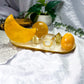 Sunrise Moon | Yellow Calcite, Golden Healer and Citrine Altar Tray with Tealight and Tarot Holder, Crystal Altar Decor, Spiritual Home Decor