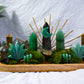 Fortune Grove Altar | Green Aventurine & Pyrite Crystal Altar | Abundance Ritual Altar with Tealight & Incense Holder