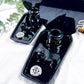Coffin Altar Tray | Black Metal Witchcraft Altar with Onyx Moon, Smoky Quartz, Mirror, and Candle Holder