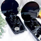 Coffin Altar Tray | Black Metal Witchcraft Altar with Onyx Moon, Smoky Quartz, Mirror, and Candle Holder