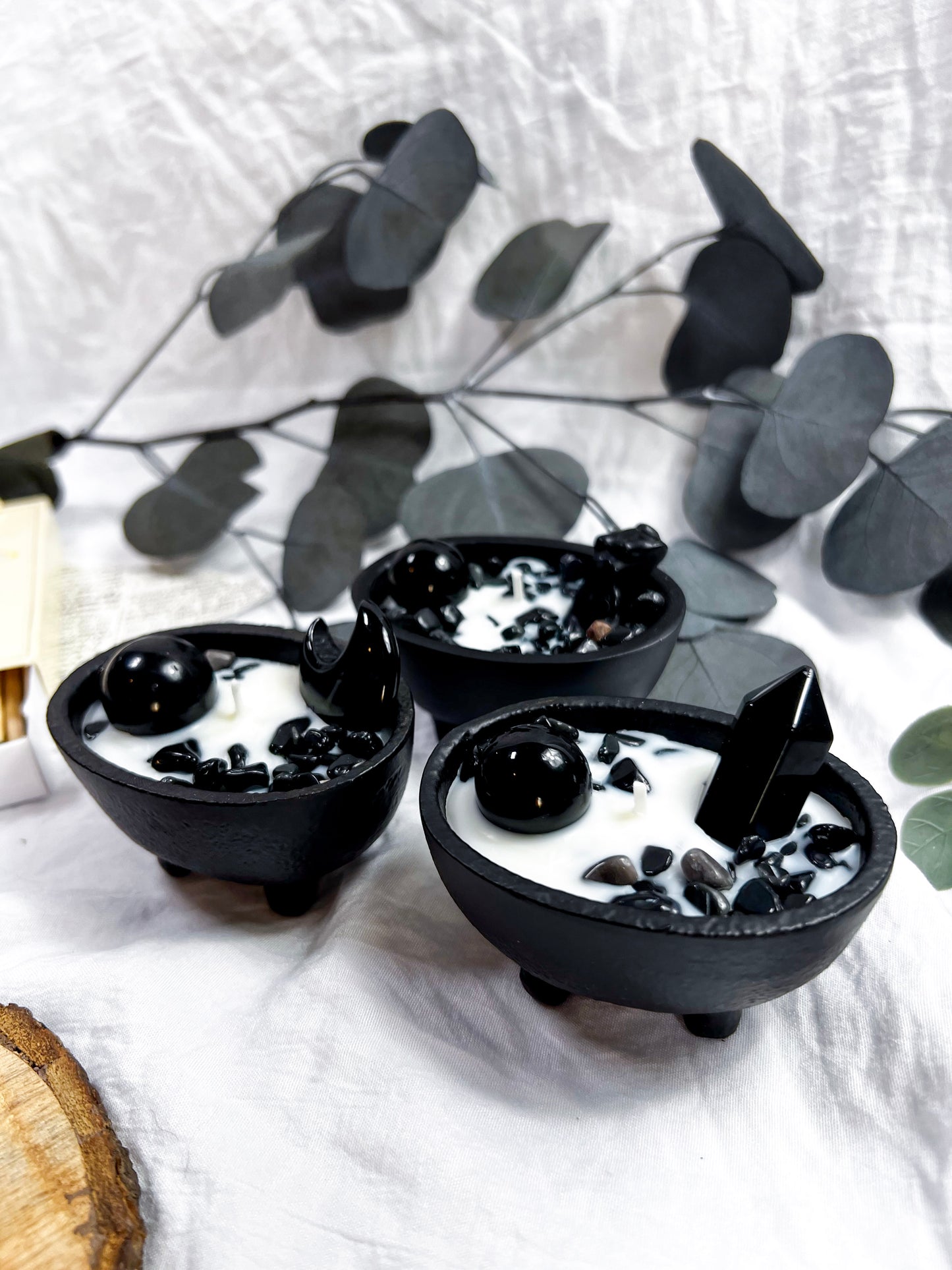 Obsidian Spheres | Small Cauldron Candle