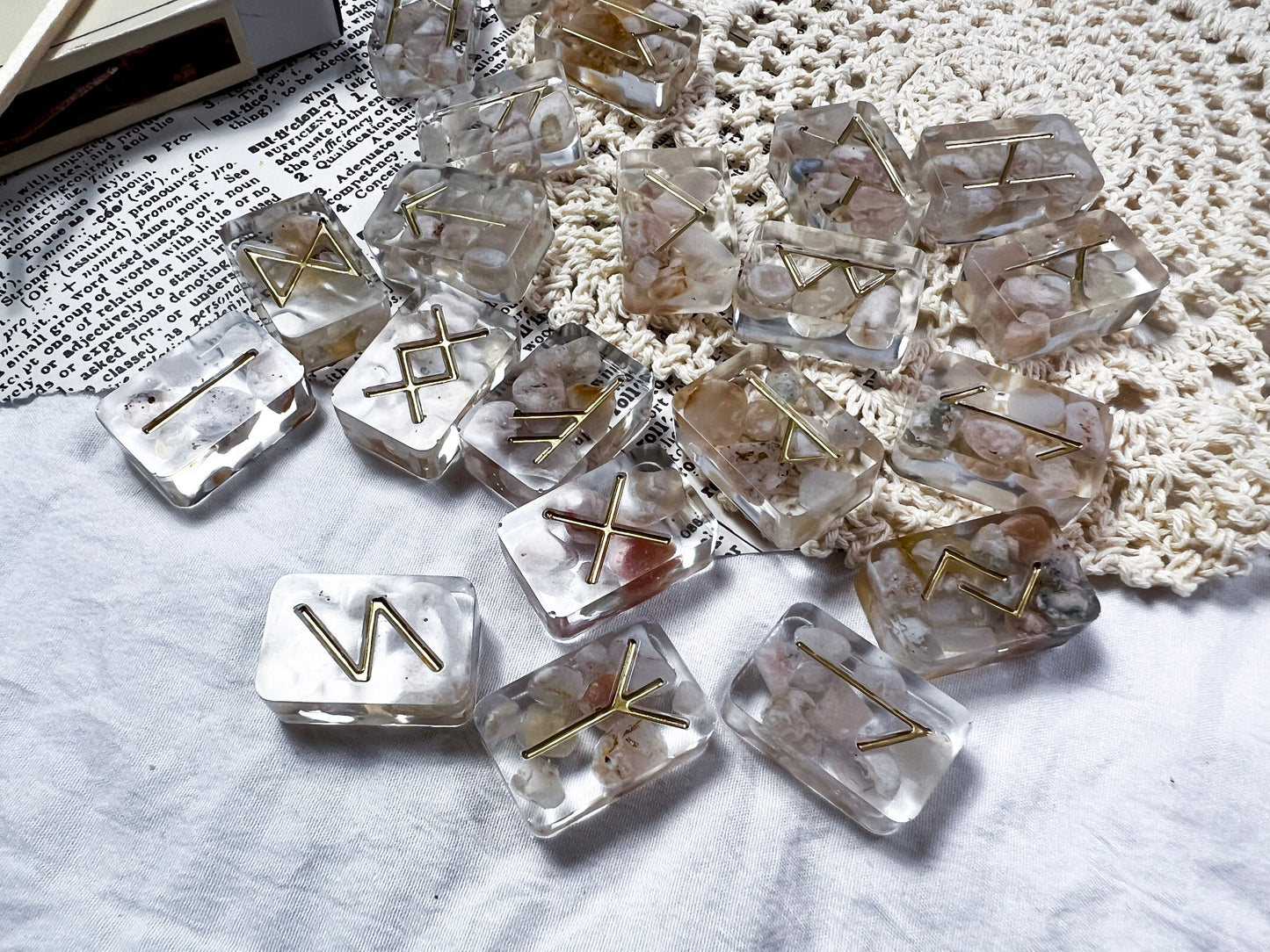 Flower Agate Crystal Runes | Limited Time