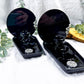 Coffin Altar Tray | Black Metal Witchcraft Altar with Onyx Moon, Smoky Quartz, Mirror, and Candle Holder