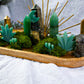 Fortune Grove Altar | Green Aventurine & Pyrite Crystal Altar | Abundance Ritual Altar with Tealight & Incense Holder