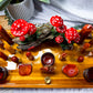 Carnelian & Golden Healer Crystal Altar | Tarot Altar with Triple Tealight Holder, Incense Holder & Fairy Mushroom Display