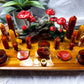Carnelian & Golden Healer Crystal Altar | Tarot Altar with Triple Tealight Holder, Incense Holder & Fairy Mushroom Display