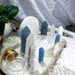 Angelic Guides | Selenite Altar Tray with Double Tealight and Double Tarot Holder, White Druzy and Angelite Crystal Decor, Detachable Selenite Bowl