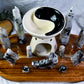 Lunar Balance Altar | Moonstone Crystal Altar | Lunar Balance Ritual Altar with Yin Yang Triple Moon Oil Burner