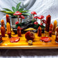 Carnelian & Golden Healer Crystal Altar | Tarot Altar with Triple Tealight Holder, Incense Holder & Fairy Mushroom Display