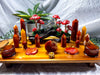 Carnelian & Golden Healer Crystal Altar | Tarot Altar with Triple Tealight Holder, Incense Holder & Fairy Mushroom Display