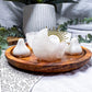 Clear Quartz Mini Altar | Crystal Tarot Bowl with Double Flower Vases | Moon Ritual & Meditation Decor