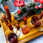 Carnelian & Golden Healer Crystal Altar | Tarot Altar with Triple Tealight Holder, Incense Holder & Fairy Mushroom Display