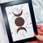 Peace + Grounding Art | 4x6 Framed Original Triple Moon Witchy Drawing