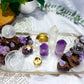 Transmutation Spell | Amethyst and Clear Quartz Altar Tray with Double Tealight and Tarot Holder, Crystal Decor, 10 Inch Spiritual Altar Piece