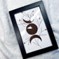 Peace + Grounding Art | 4x6 Framed Original Triple Moon Witchy Drawing