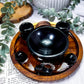 Obsidian Crystal Altar Bowl | Double Flower Vase Tarot & Incense Holder | Protection & Grounding Decor
