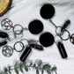 Scrying Mirror Keychain | Obsidian Crystal, Black Salt, and Pentacle Talisman for Protection and Divination