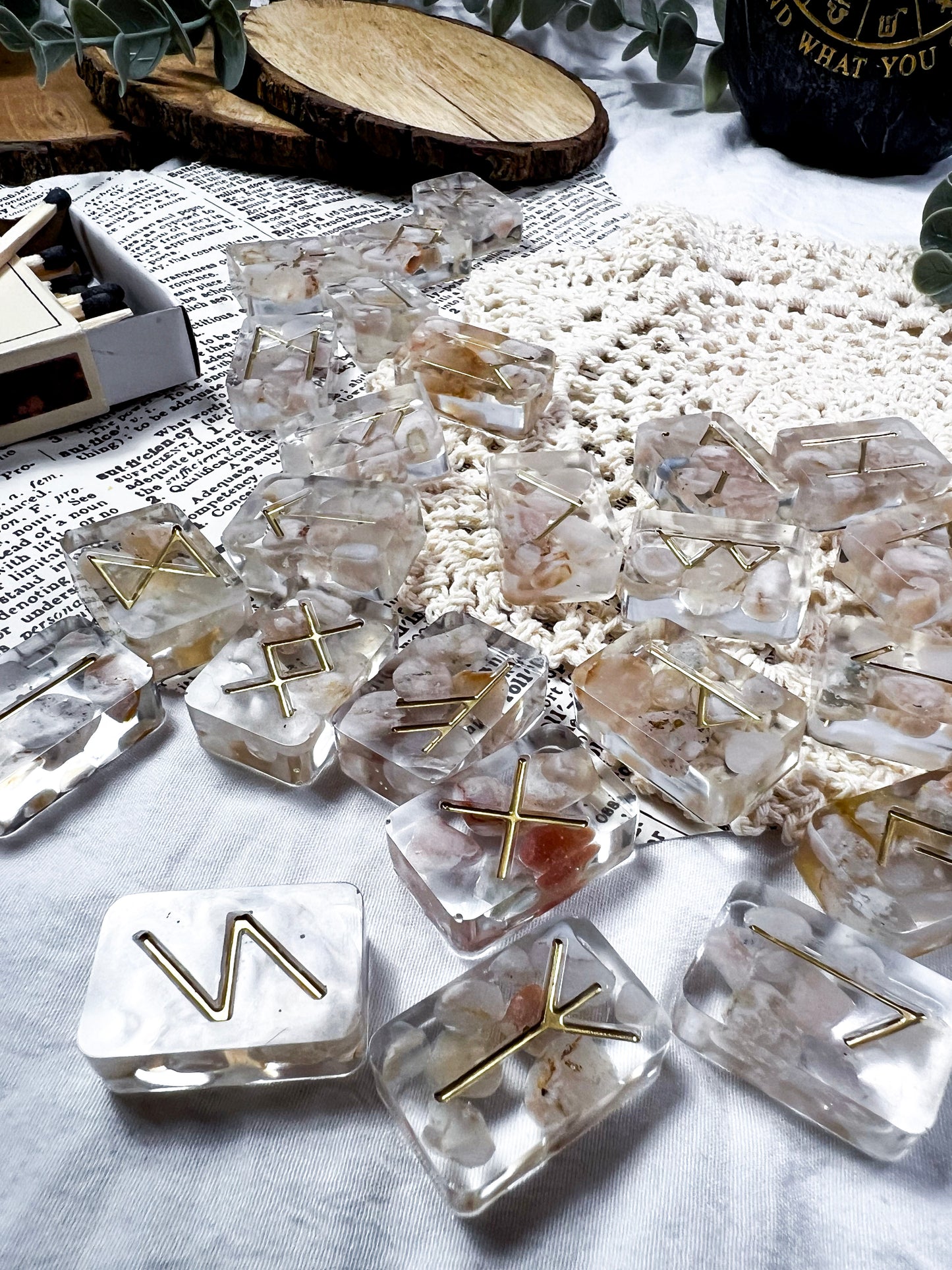 Flower Agate Crystal Runes | Limited Time