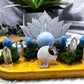 Angelite & Blue Calcite Crystal Altar | Double Chime Candle, Incense Holder & Lotus Altar