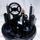 Shadowmother: Dark Goddess Altar Set with Obsidian Flame, Spiral Goddess, Triple Moon Incense Burner, and Chime Holders