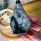 Growth & Grounding Moss Agate Altar Set | Bamboo Tray with Goddess, Carvings, Offering Bowl & Ritual Tools