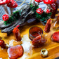 Carnelian & Golden Healer Crystal Altar | Tarot Altar with Triple Tealight Holder, Incense Holder & Fairy Mushroom Display