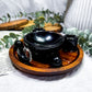 Obsidian Crystal Altar Bowl | Double Flower Vase Tarot & Incense Holder | Protection & Grounding Decor