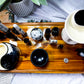 14x9 Obsidian & Moonstone Crystal Altar | Double Oil Burner, Double Tealight Holder, Yin Yang Incense Holder & Removable Offering Bowl