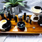 14x9 Obsidian & Moonstone Crystal Altar | Double Oil Burner, Double Tealight Holder, Yin Yang Incense Holder & Removable Offering Bowl
