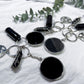 Scrying Mirror Keychain | Obsidian Crystal, Black Salt, and Pentacle Talisman for Protection and Divination