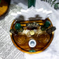 Serpent Fortune | Green Aventurine and Pyrite Tarot Altar with Snake, Double Tealight Holders and Chime Candle Holder