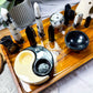 14x9 Obsidian & Moonstone Crystal Altar | Double Oil Burner, Double Tealight Holder, Yin Yang Incense Holder & Removable Offering Bowl