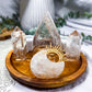 Clear Quartz Chime Candle Holder | Crystal Tealight Altar Decor | Clear Quartz Ritual Tray | 5.5 Inch