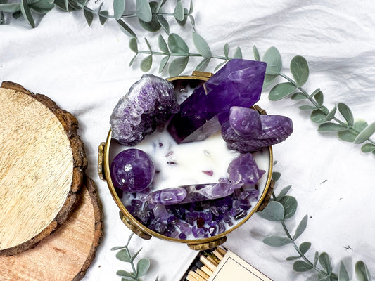 Violet Crescent | Brass Chakra Bowl Candle