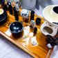 14x9 Obsidian & Moonstone Crystal Altar | Double Oil Burner, Double Tealight Holder, Yin Yang Incense Holder & Removable Offering Bowl