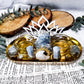 Celestite and Angelite Crystal Altar | Gold Lotus Tray with Quartz and Sun Charm | Mini Celestial Altar with Tealight and Incense Holder