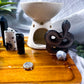 14x9 Obsidian & Moonstone Crystal Altar | Double Oil Burner, Double Tealight Holder, Yin Yang Incense Holder & Removable Offering Bowl