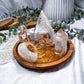 Clear Quartz Chime Candle Holder | Crystal Tealight Altar Decor | Clear Quartz Ritual Tray | 5.5 Inch