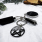 Scrying Mirror Keychain | Obsidian Crystal, Black Salt, and Pentacle Talisman for Protection and Divination