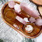Rose Quartz Altar for Love and Healing | Wooden Mini Altar Set with Crystals, Tealights, and Gold Accents | Self Love and Heart Energy