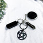 Scrying Mirror Keychain | Obsidian Crystal, Black Salt, and Pentacle Talisman for Protection and Divination