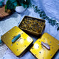 Golden Radiance Tea | Good Fortune Herbal Tea in Gold Crystal Tin with Green Aventurine or Rose Quartz